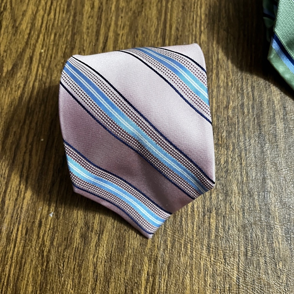Michael Kors Necktie Mens OS Multicolor Silk Blend Bundle Striped Geometric Tie - Picture 3 of 16